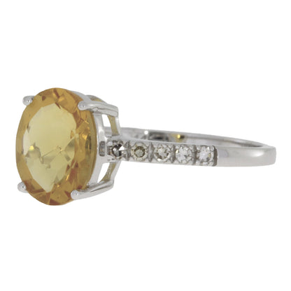 Natural 2.20ct Citrine Diamond Ring 14KT White Gold Bids.com
