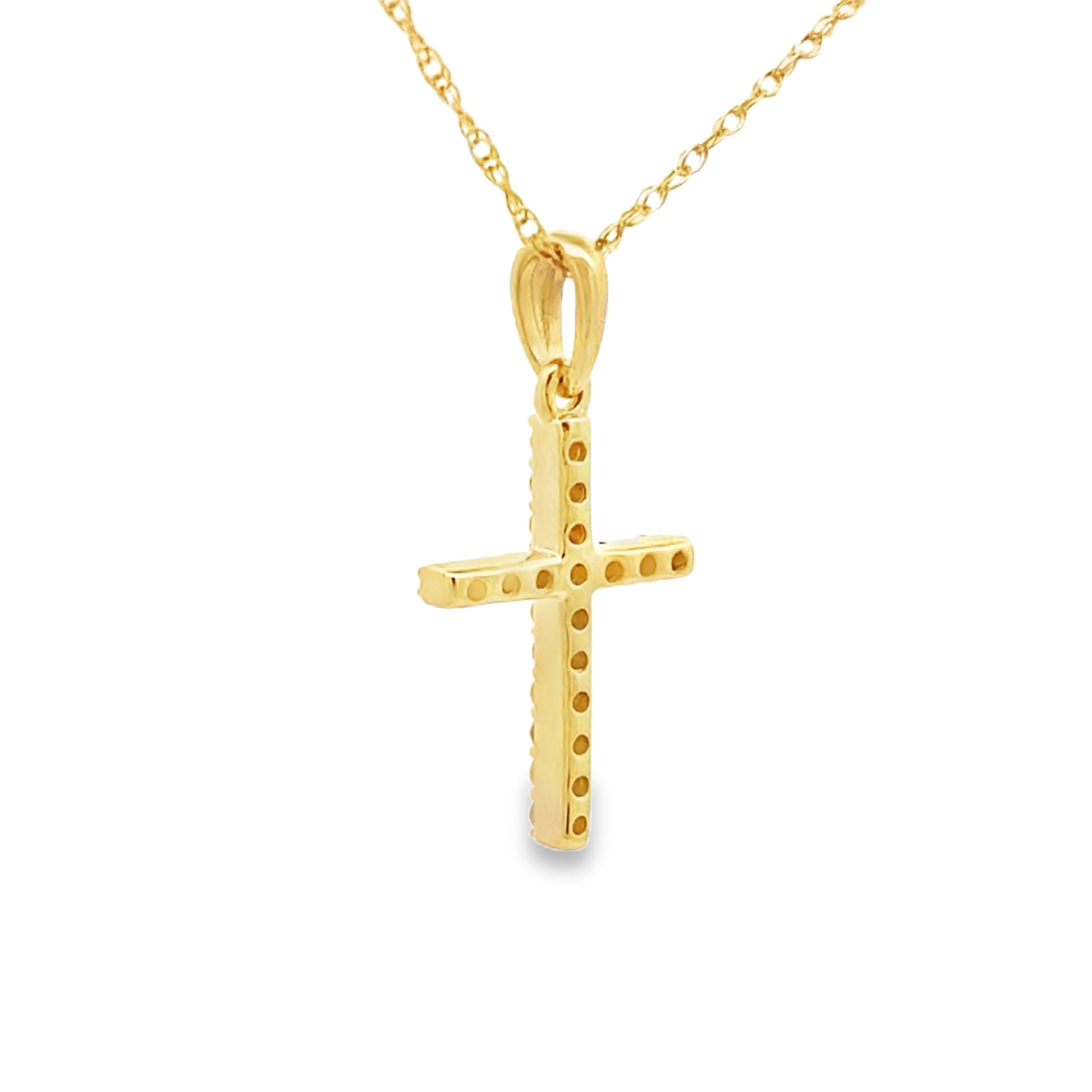 .10ct Diamond Cross Religious Pendant 14KT Yellow Gold Bids.com