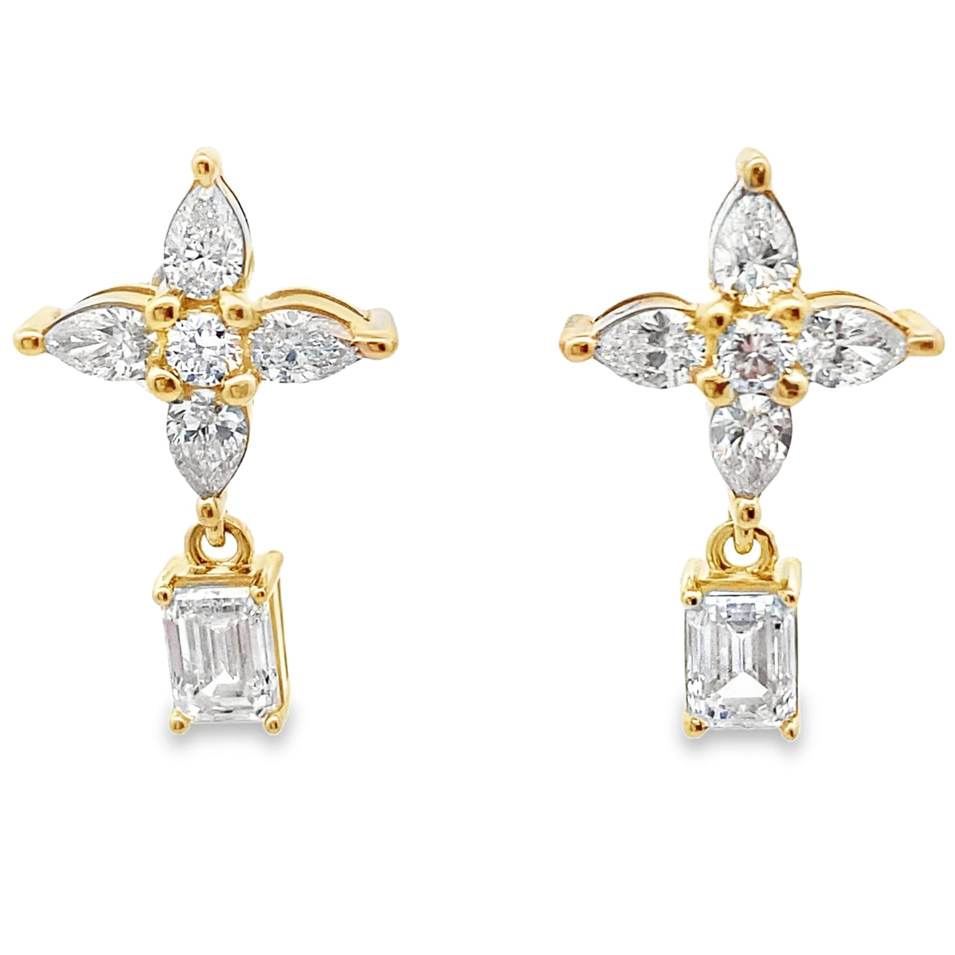 Lab Grown Diamond Dangle Earrings 14KT Yellow Gold Bids.com