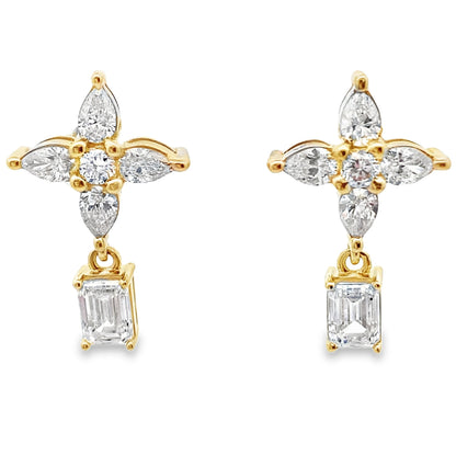 Lab Grown Diamond Dangle Earrings 14KT Yellow Gold Bids.com
