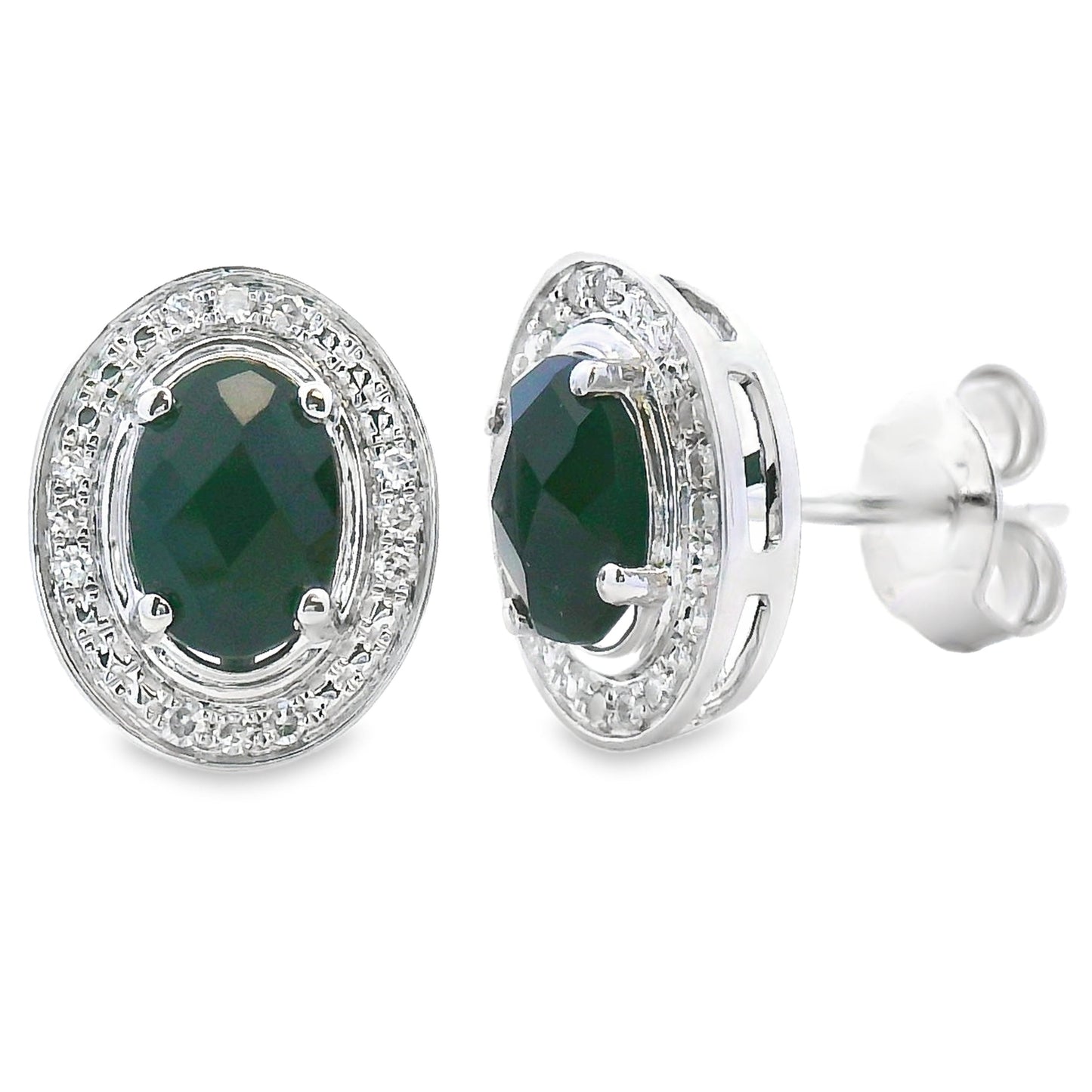 Natural 1.05ct Onyx Diamond Earrings 10KT White Gold Bids.com