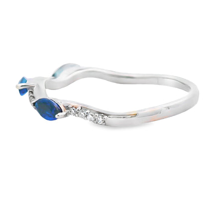 Sapphire Diamond stackable band set 14KT White Gold Bids.com
