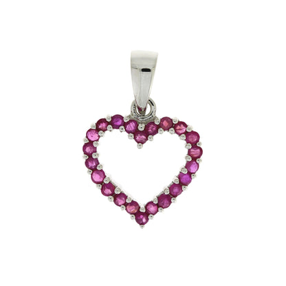 Genuine .37ct Ruby Heart Love Pendant 10KT White Gold Bids.com