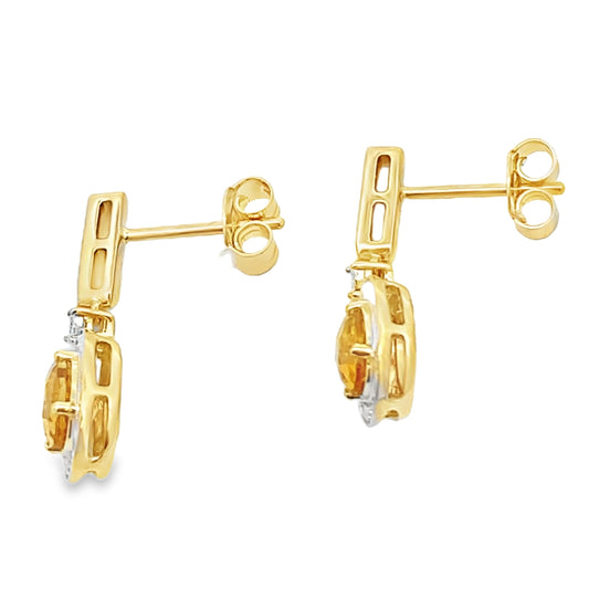 1.06ct Citrine Diamond Dangle Earrings 10KT Yellow Gold Bids.com