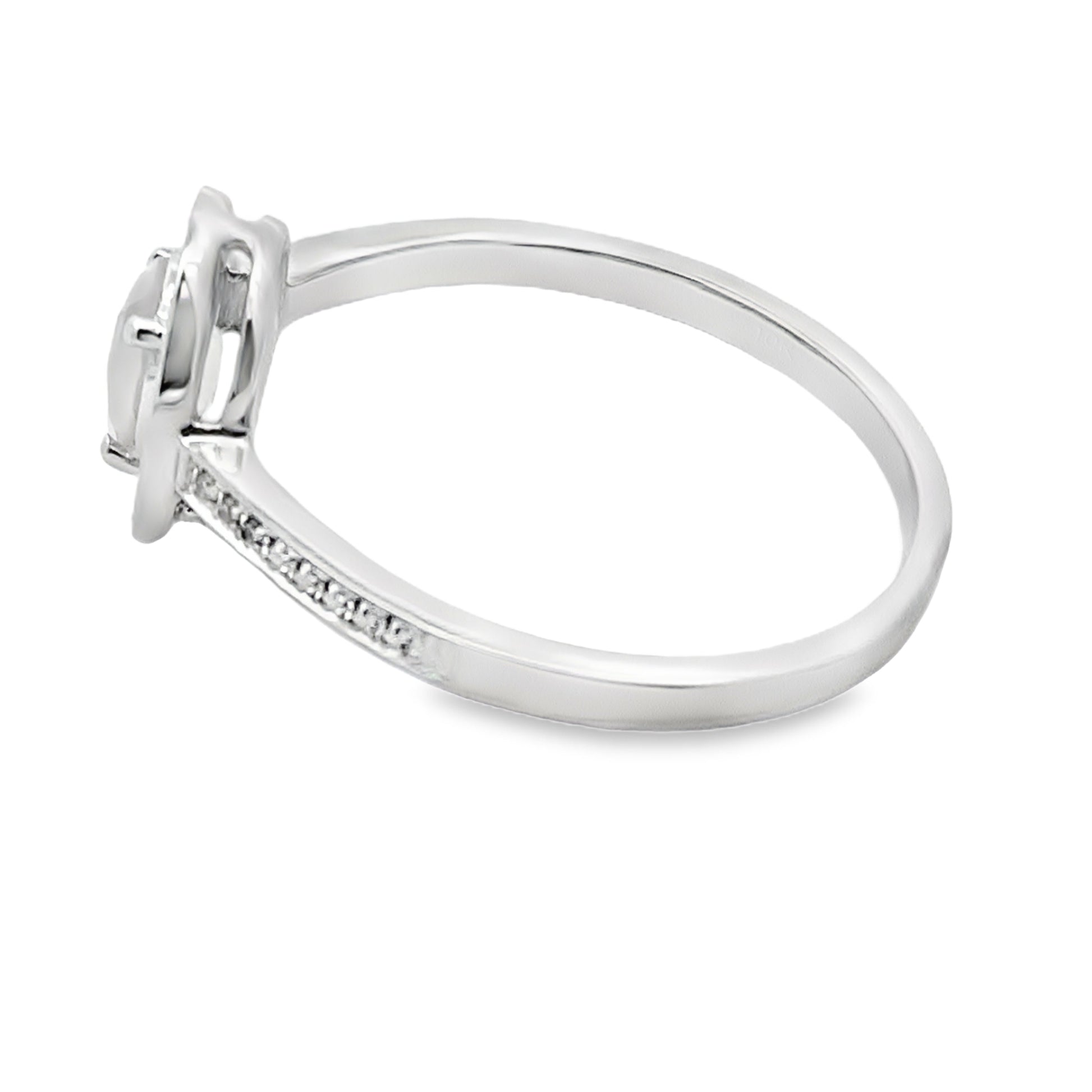 Natural .44ct Rose Quartz Diamond Ring 10KT White Gold Bids.com