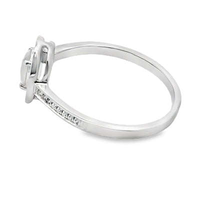 Natural .44ct Rose Quartz Diamond Ring 10KT White Gold Bids.com