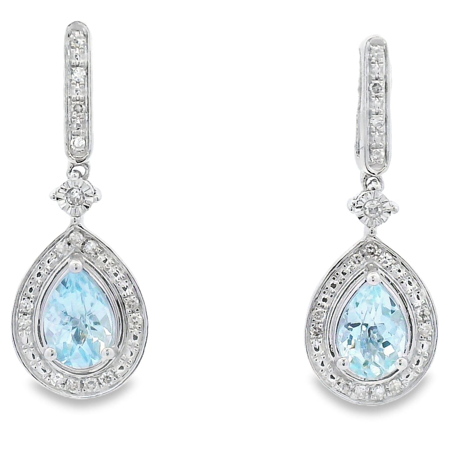 Aquamarine Diamond Dangle Earrings 10KT White Gold Bids.com