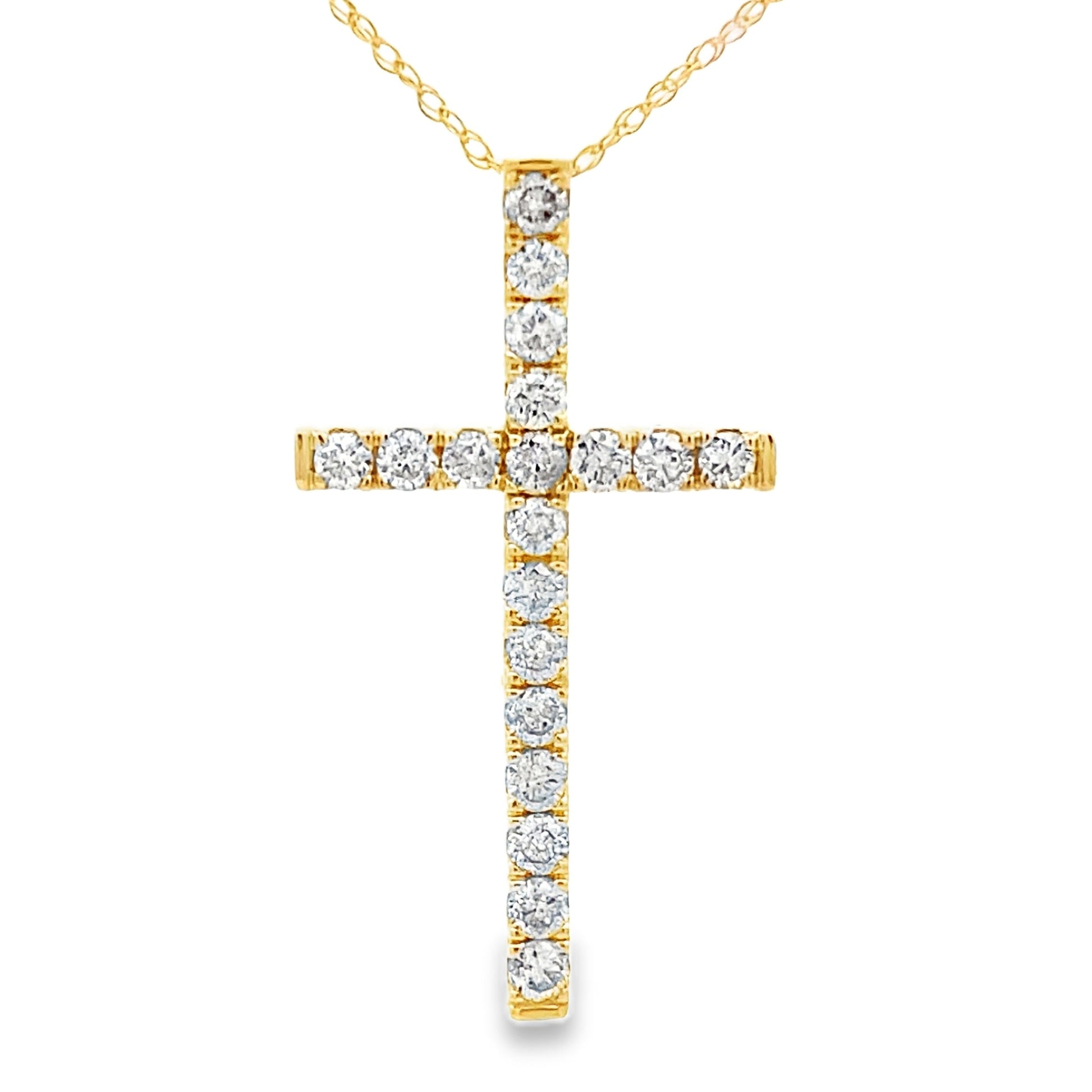 .50ct Diamond Cross Religious Pendant 14KT Yellow Gold Bids.com