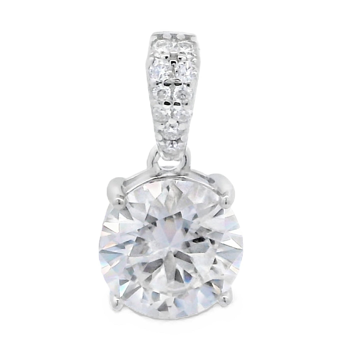 Genuine 2.00ct Moissanite Pendant Sterling Silver Bids.com