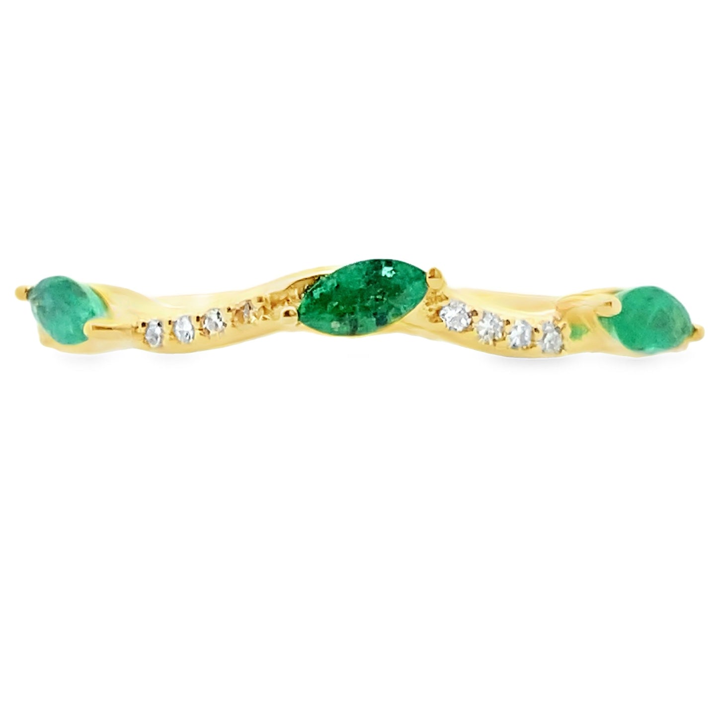 Emerald Diamond stackable band set 14KT Yellow Gold Bids.com
