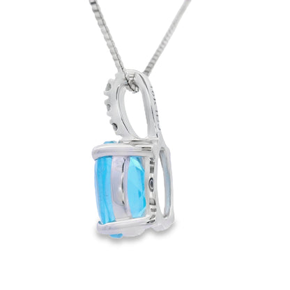 Blue Topaz Diamond Fashion Pendants 10KT White Gold Bids.com