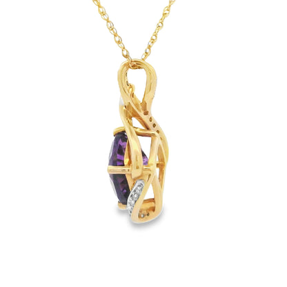 Amethyst Diamond Fashion Pendants 10KT Yellow Gold Bids.com