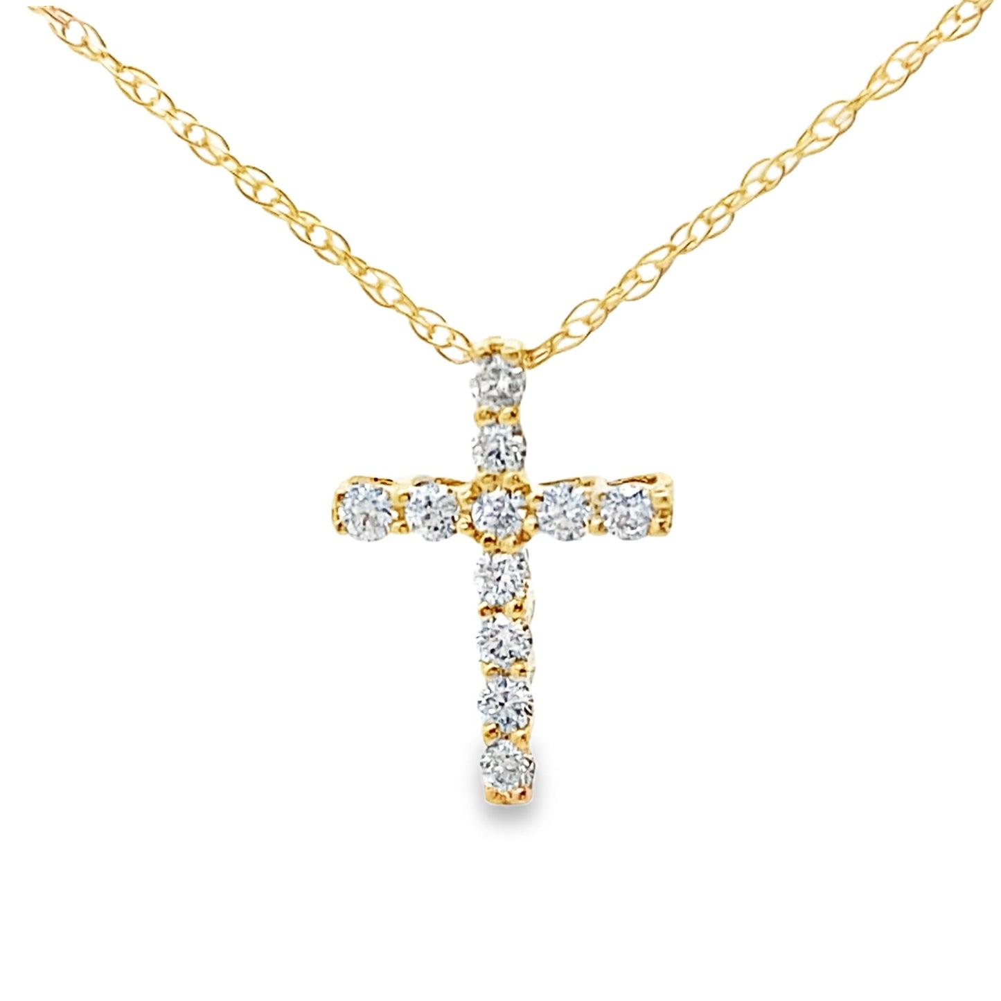 .12ct Diamond Cross Religious Pendant 10KT Yellow Gold Bids.com