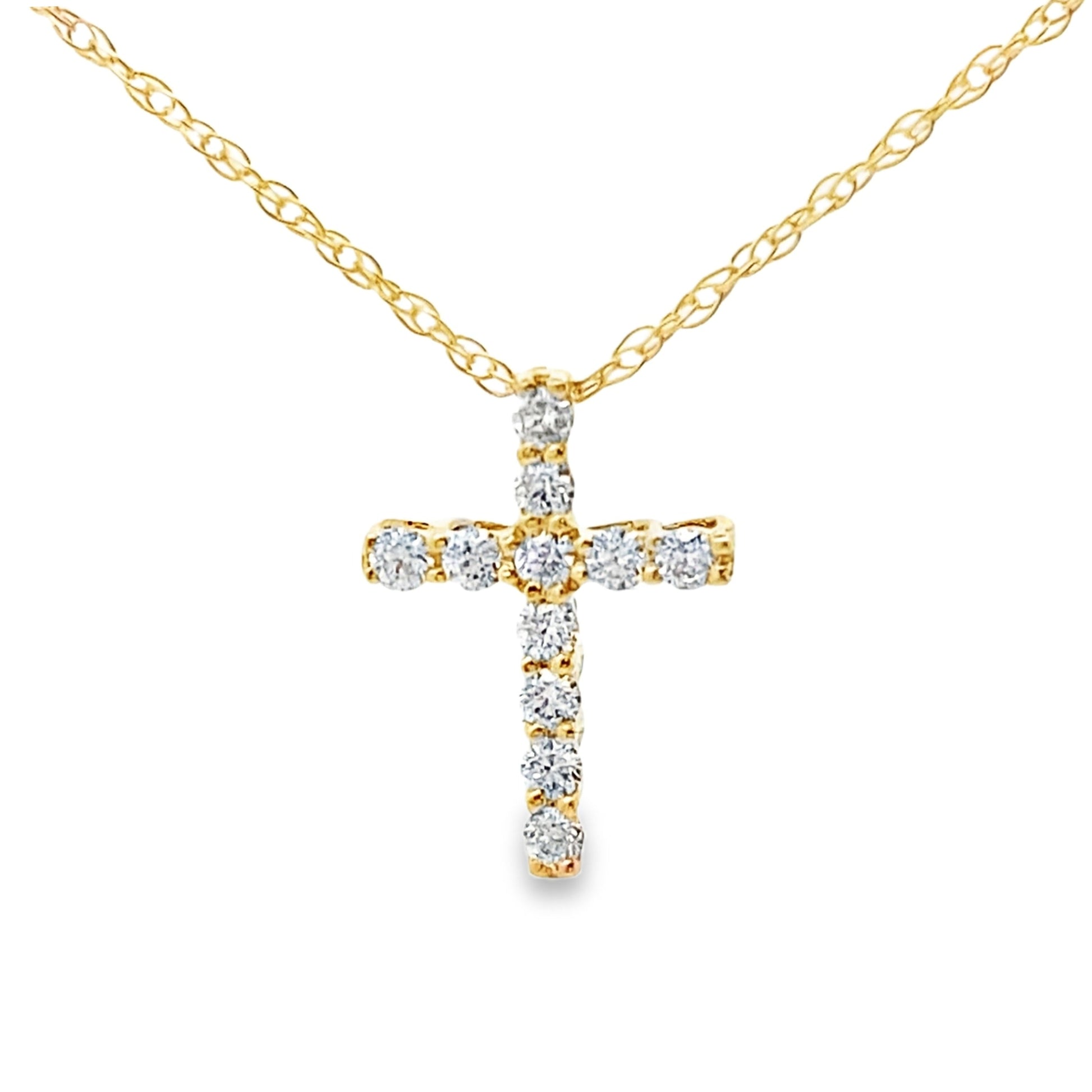 .12ct Diamond Cross Religious Pendant 10KT Yellow Gold Bids.com