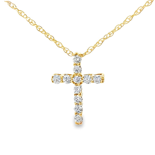 .12ct Diamond Cross Religious Pendant 10KT Yellow Gold Bids.com
