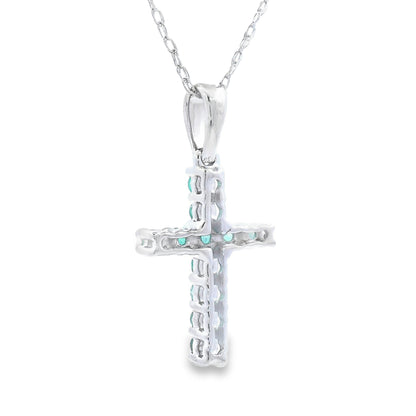 .20ct Emerald Cross Religious Pendant 14KT White Gold Bids.com