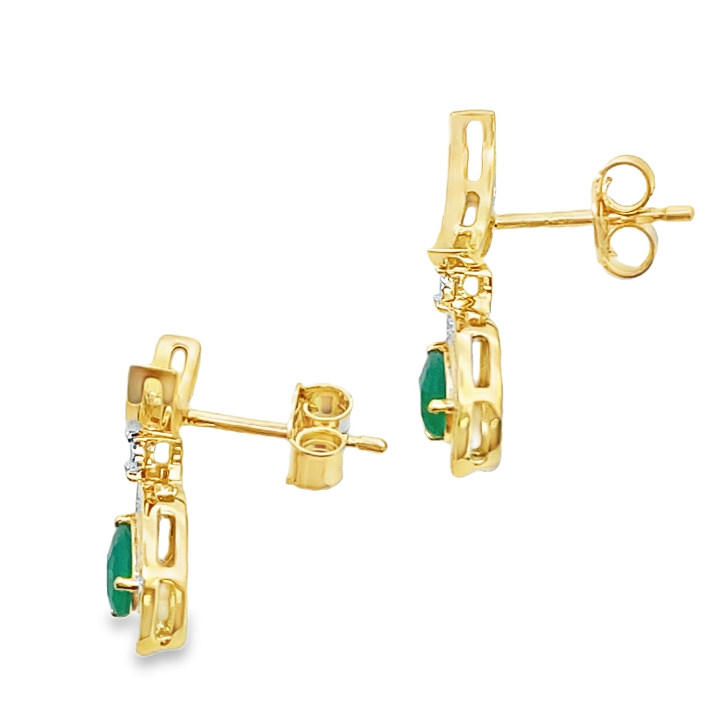 Chalcedony Diamond Dangle Earrings 10KT Yellow Gold Bids.com
