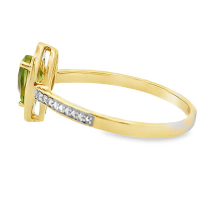 Genuine .50ct Peridot Diamond Ring 10KT Yellow Gold Bids.com
