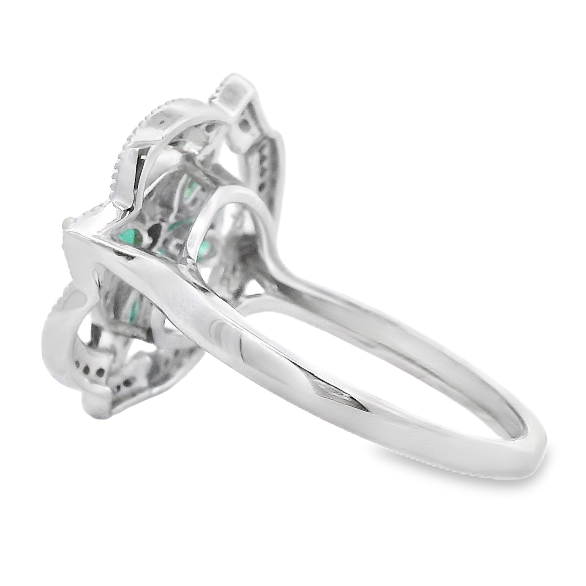 Genuine .69ct Emerald Diamond Ring 14KT White Gold Bids.com