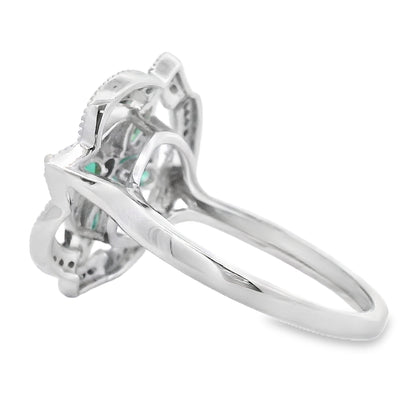 Genuine .69ct Emerald Diamond Ring 14KT White Gold Bids.com