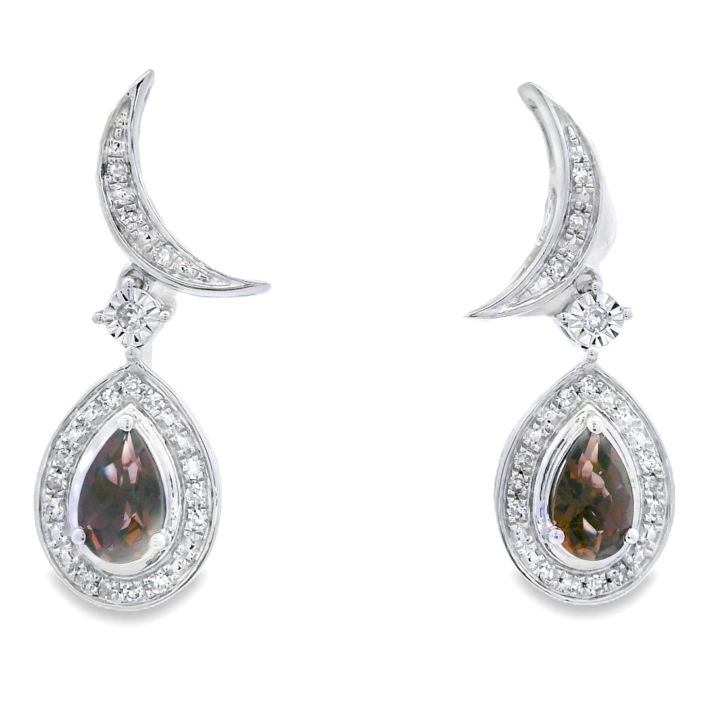 .47ct Quartz Diamond Dangle Earrings 10KT White Gold Bids.com