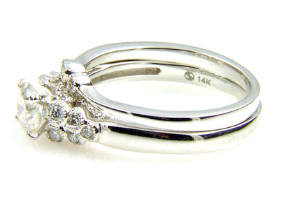 .90ct Antique Style Engagement Ring Set 14KT White Gold Bids.com