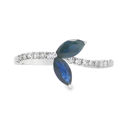 Genuine .36ct Sapphire Diamond Ring 14KT White Gold Bids.com