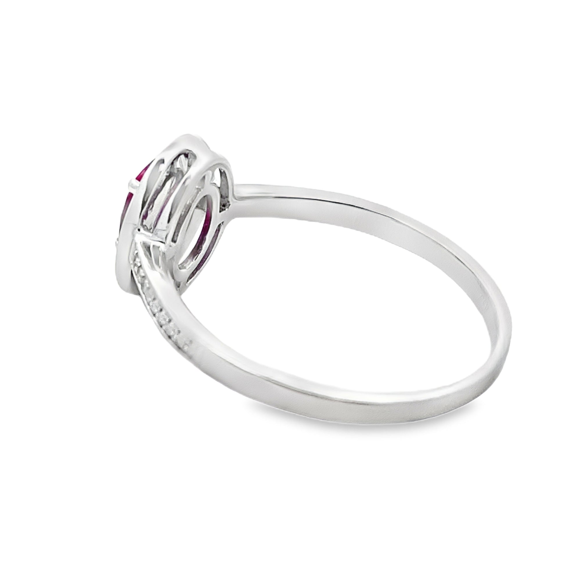 Genuine .67ct Ruby Diamond Ring 10KT White Gold Bids.com
