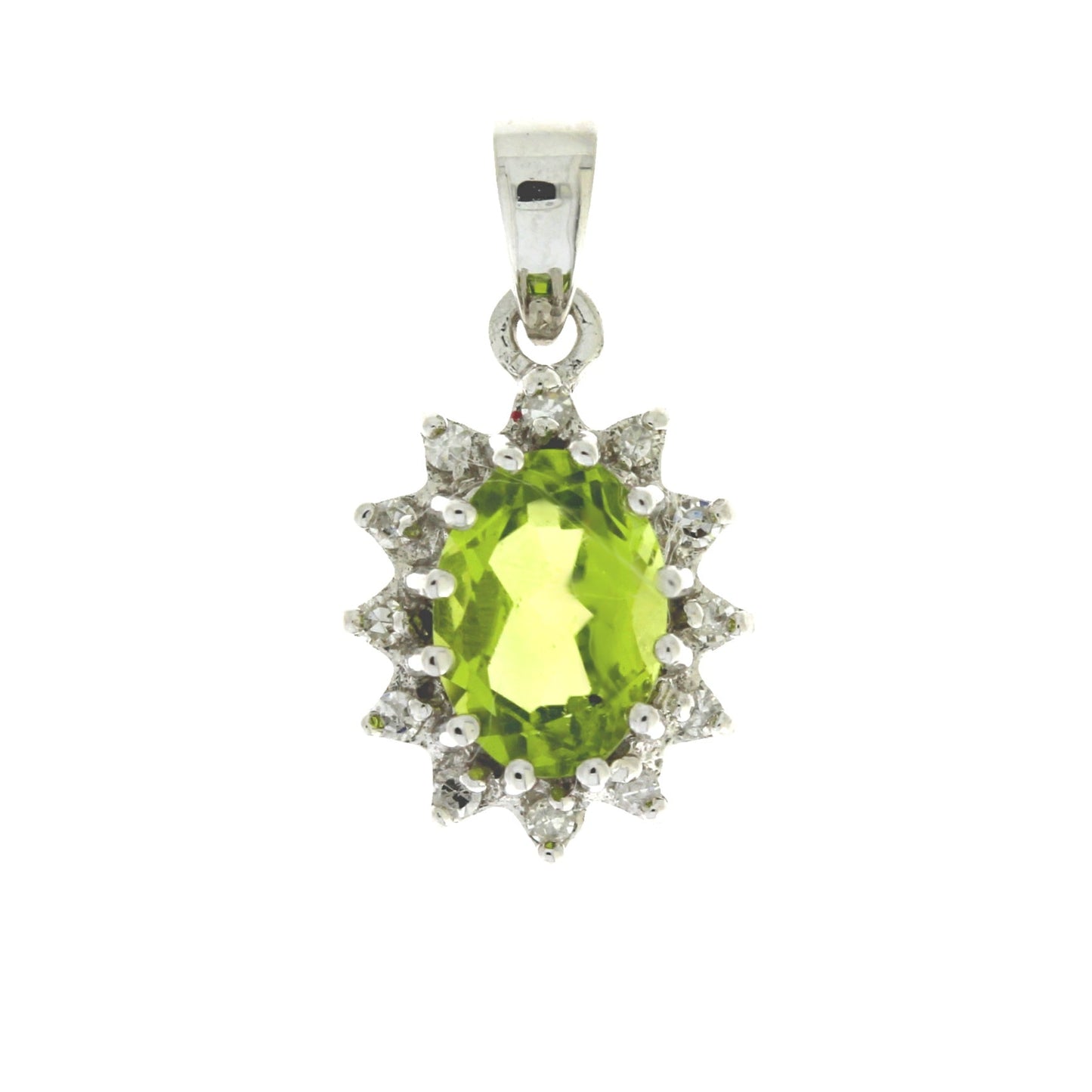 .96ct Peridot Diamond Fashion Pendants 10KT White Gold Bids.com