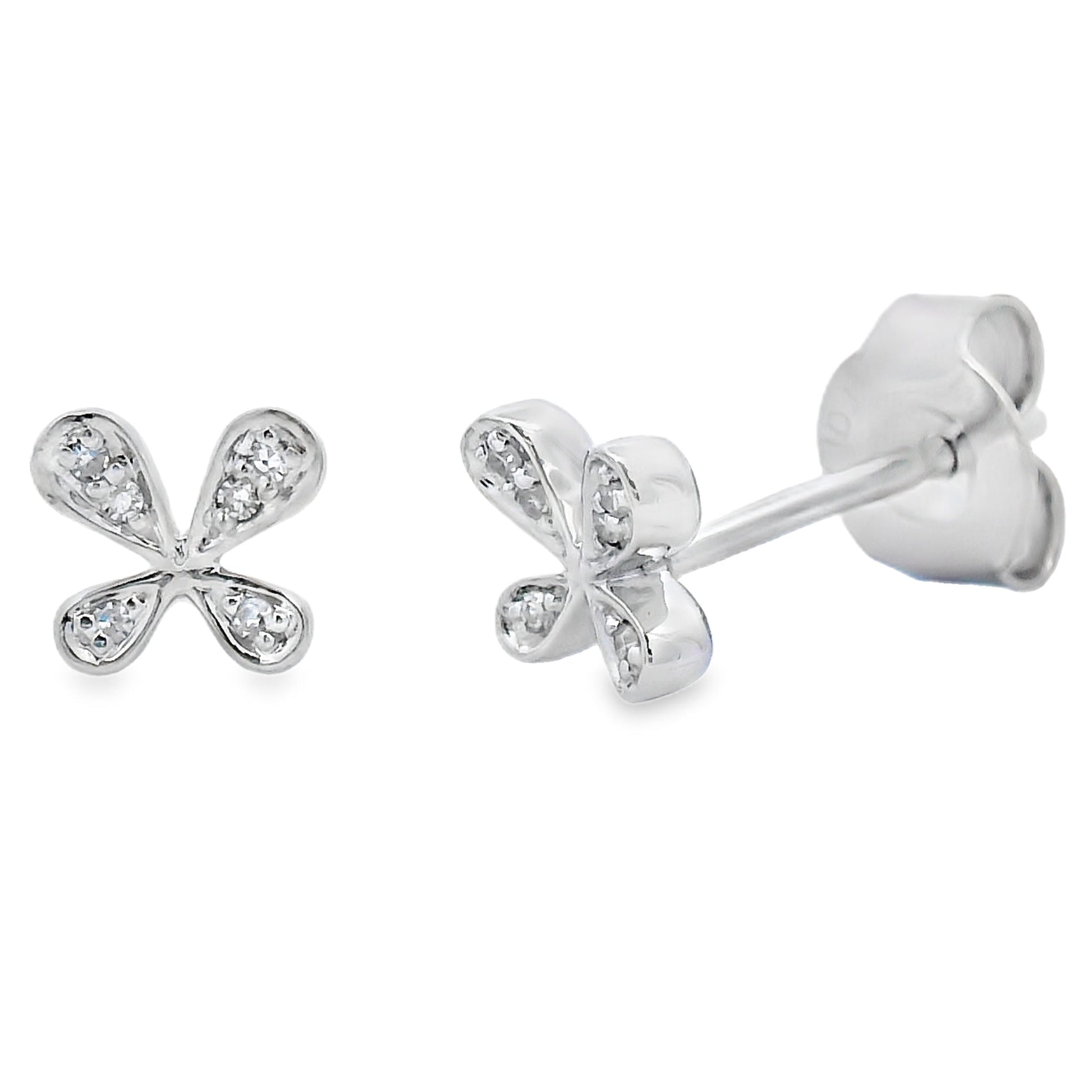 Natural .03ct Diamond Earrings 10KT White Gold Bids.com