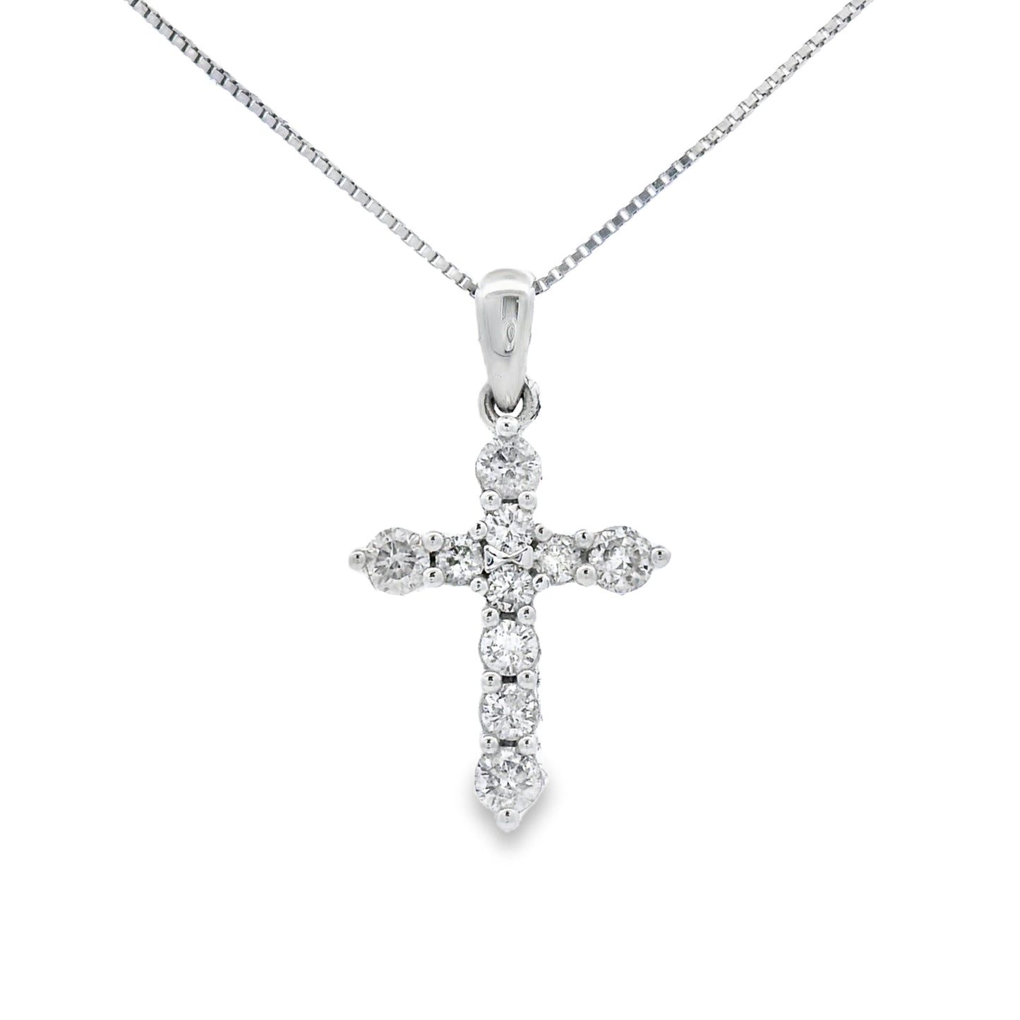 .30ct Diamond Cross Religious Pendant 14KT White Gold Bids.com