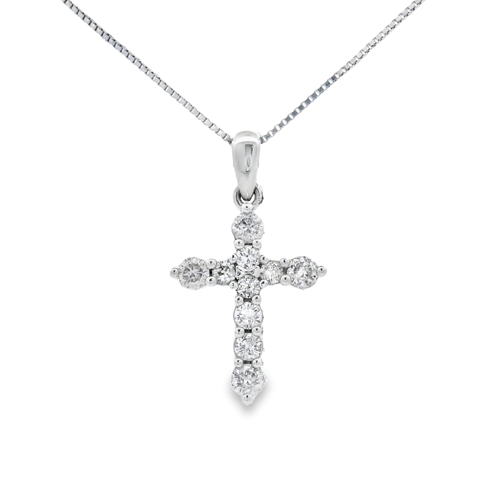 .30ct Diamond Cross Religious Pendant 14KT White Gold Bids.com