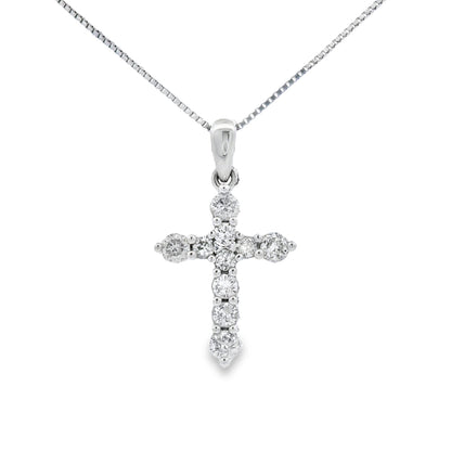 .30ct Diamond Cross Religious Pendant 14KT White Gold Bids.com