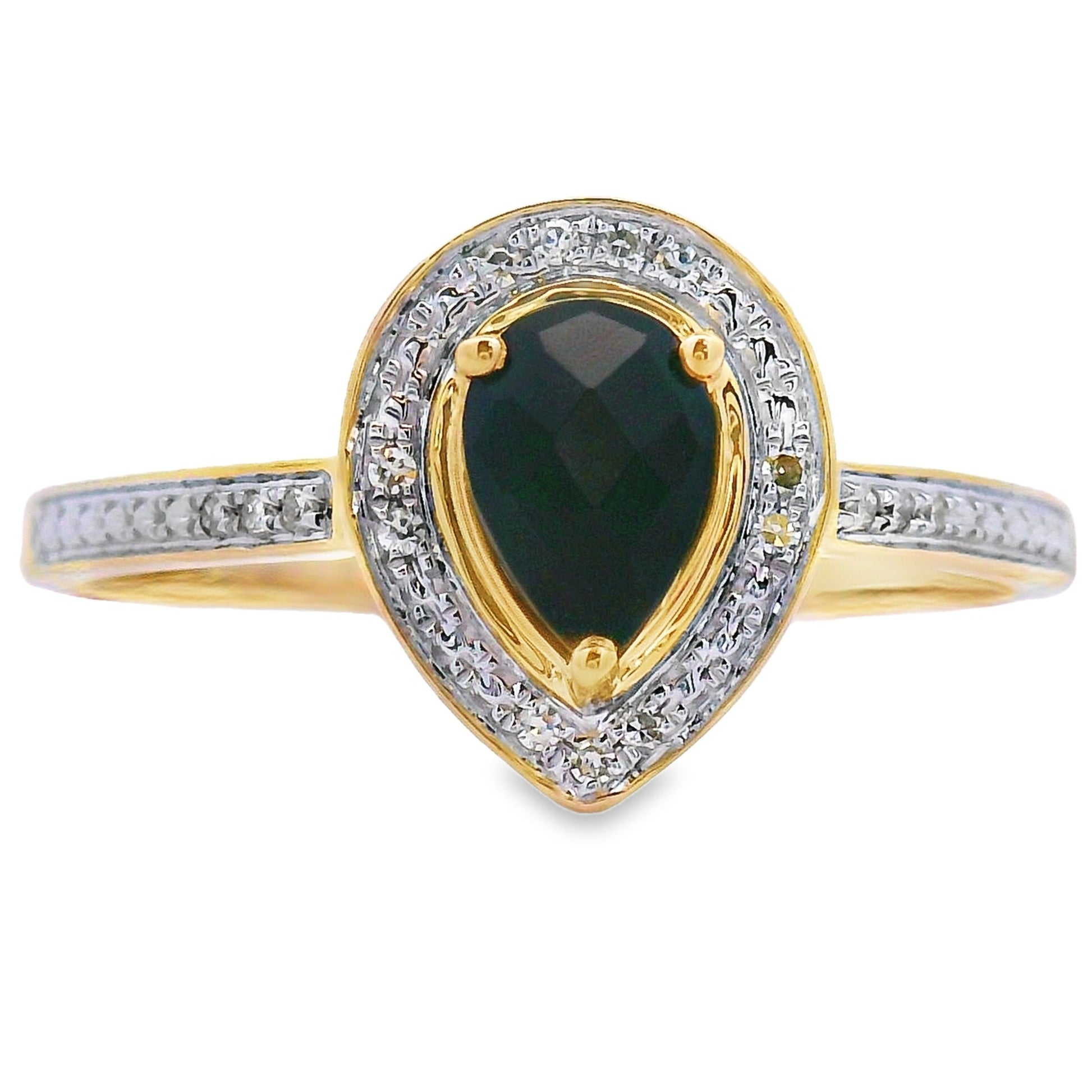 Genuine .52ct Onyx Diamond Ring 10KT Yellow Gold Bids.com