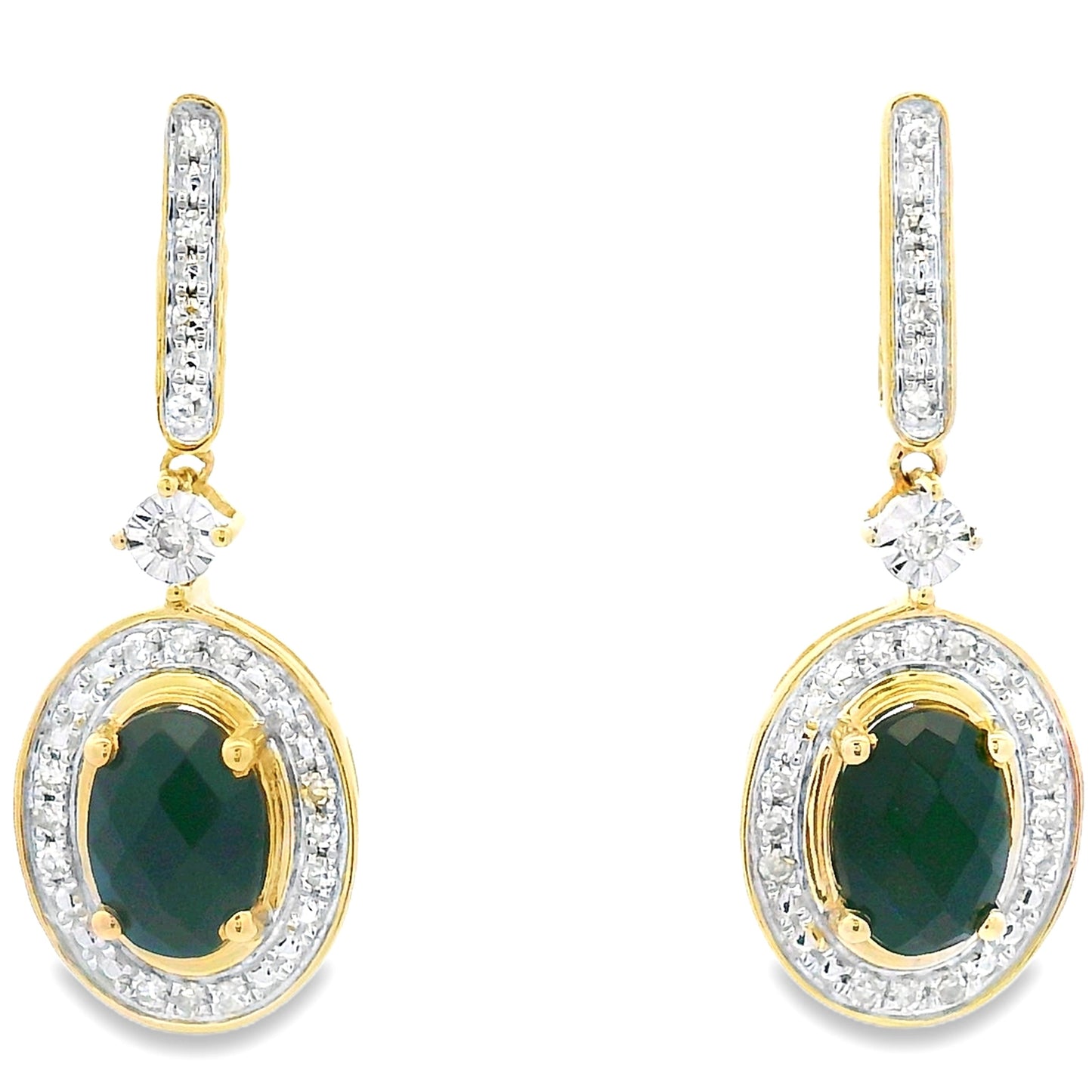 1.06ct Onyx Diamond Dangle Earrings 10KT Yellow Gold Bids.com