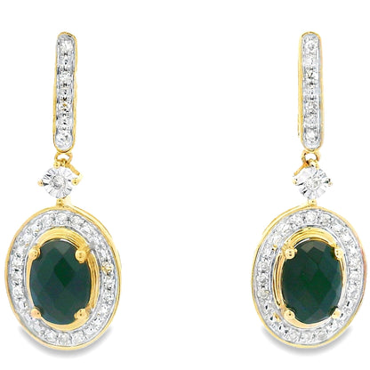 1.06ct Onyx Diamond Dangle Earrings 10KT Yellow Gold Bids.com