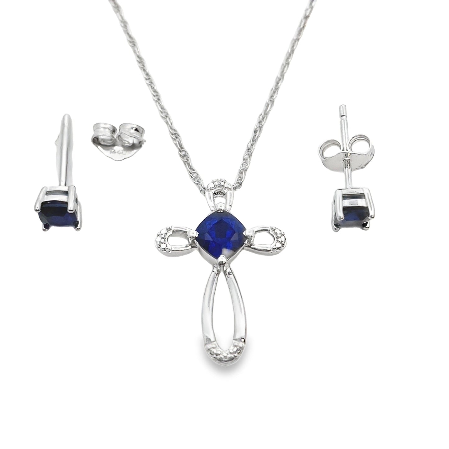 Genuine Created Sapphire Jewelry sets Sterling Silver Bids.com