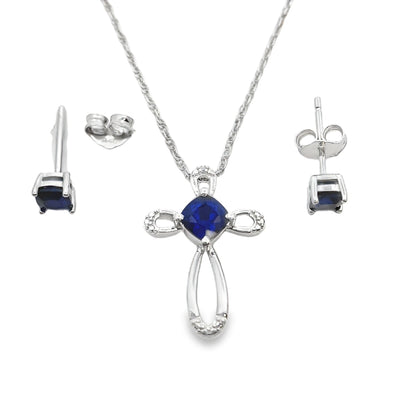 Genuine Created Sapphire Jewelry sets Sterling Silver Bids.com