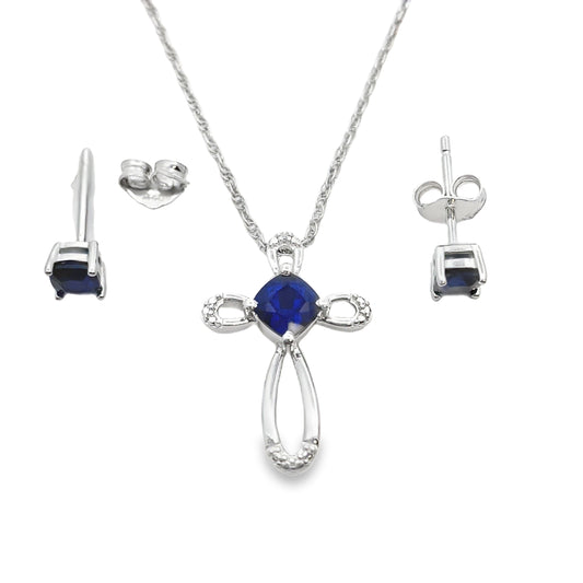 Genuine Created Sapphire Jewelry sets Sterling Silver Bids.com