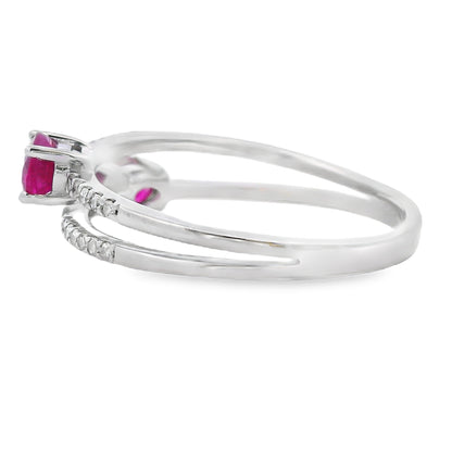 Genuine .59ct Ruby Diamond Ring 14KT White Gold Bids.com