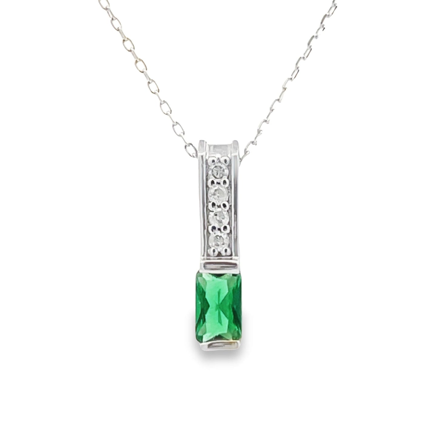 .06ct Created Emerald Fashion Pendants 10KT White Gold Bids.com