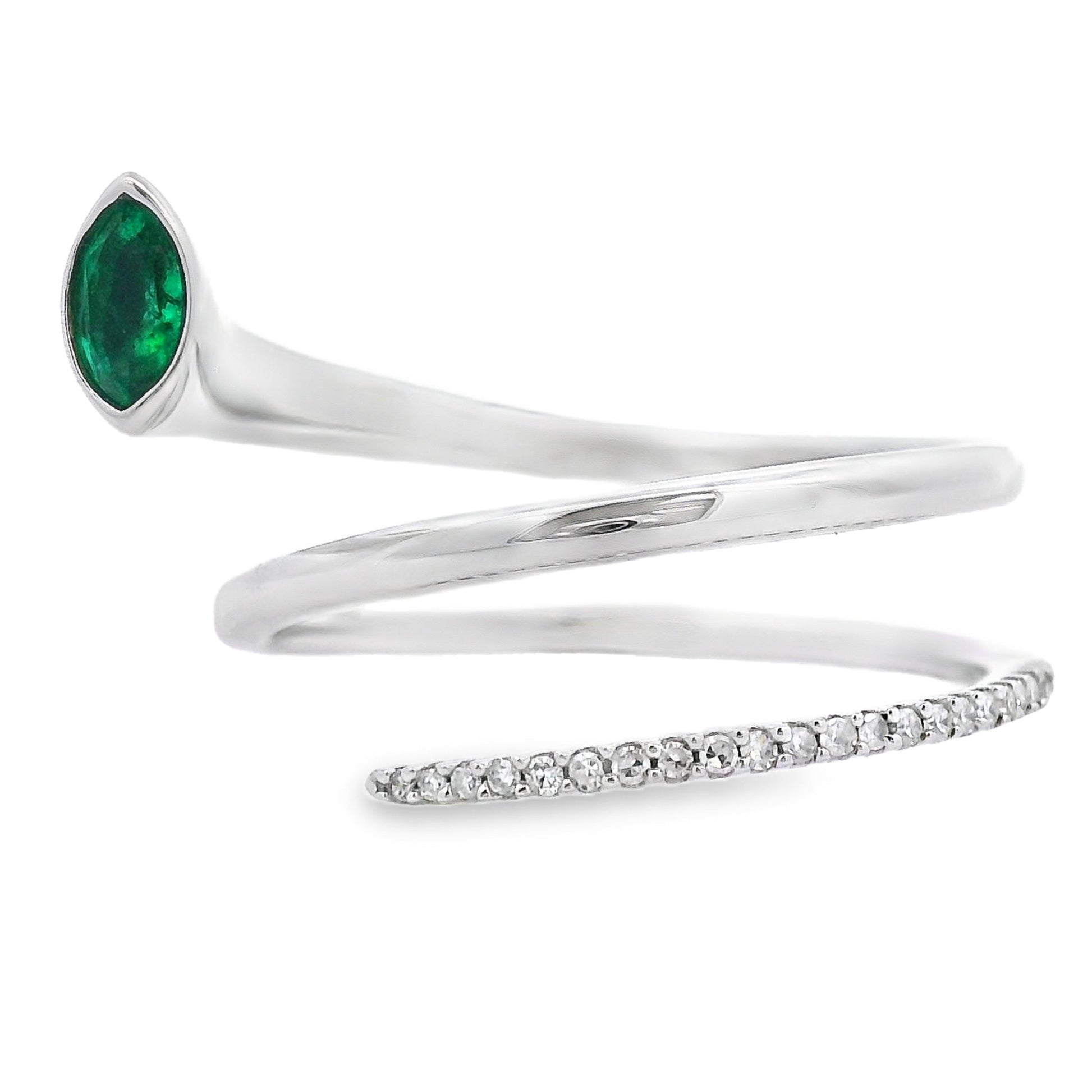 Genuine .75ct Emerald Diamond Ring 14KT White Gold Bids.com