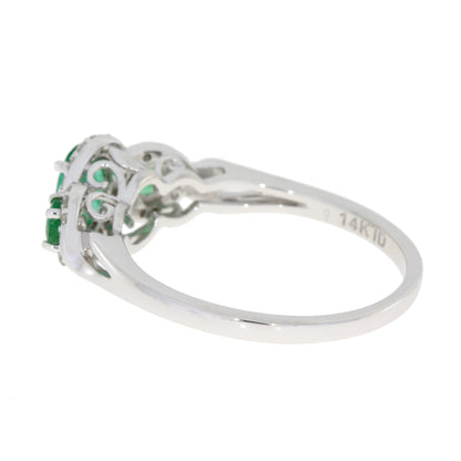 Natural .84ct Emerald Diamond Ring 14KT White Gold Bids.com