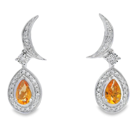 .48ct Citrine Diamond Dangle Earrings 10KT White Gold Bids.com