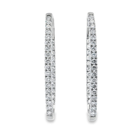 3.00ct Lab Grown Diamond Hoop Earrings 10KT White Gold Bids.com