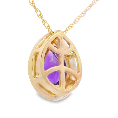 Amethyst Diamond Fashion Pendants 10KT Yellow Gold Bids.com