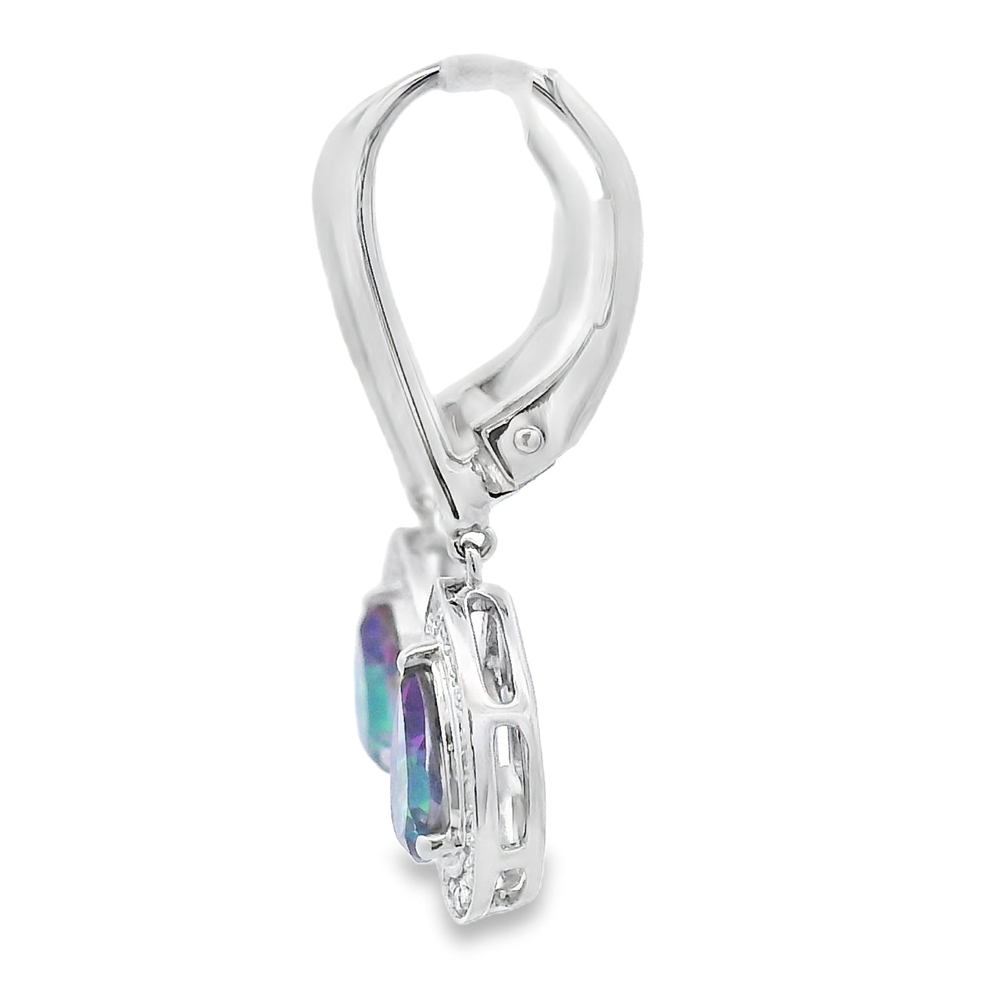 Mystic Fire Topaz Dangle Earrings 10KT White Gold Bids.com