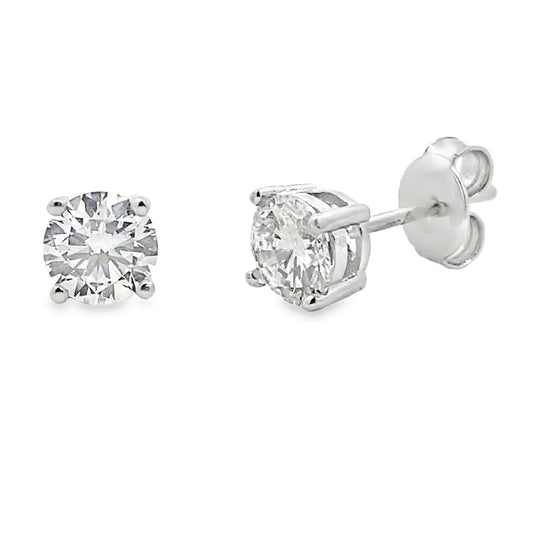 1.00ct Lab Grown Diamond Stud Earrings Sterling Silver Bids.com