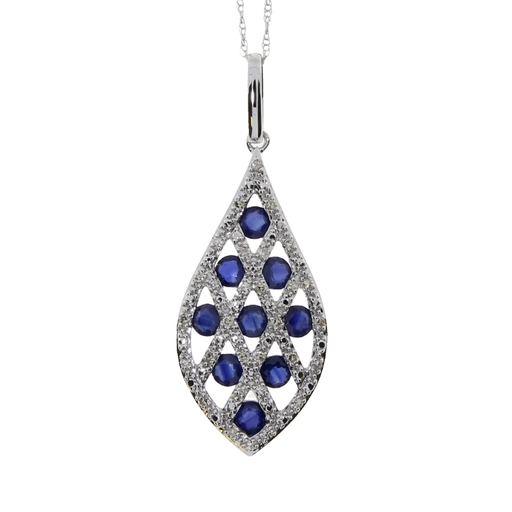 .58ct Sapphire Diamond Fashion Pendants 14KT White Gold Bids.com