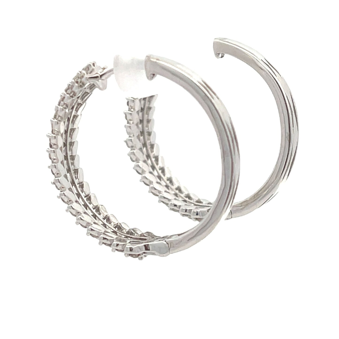 Natural 1.02ct Diamond Hoop Earrings 10KT White Gold Bids.com